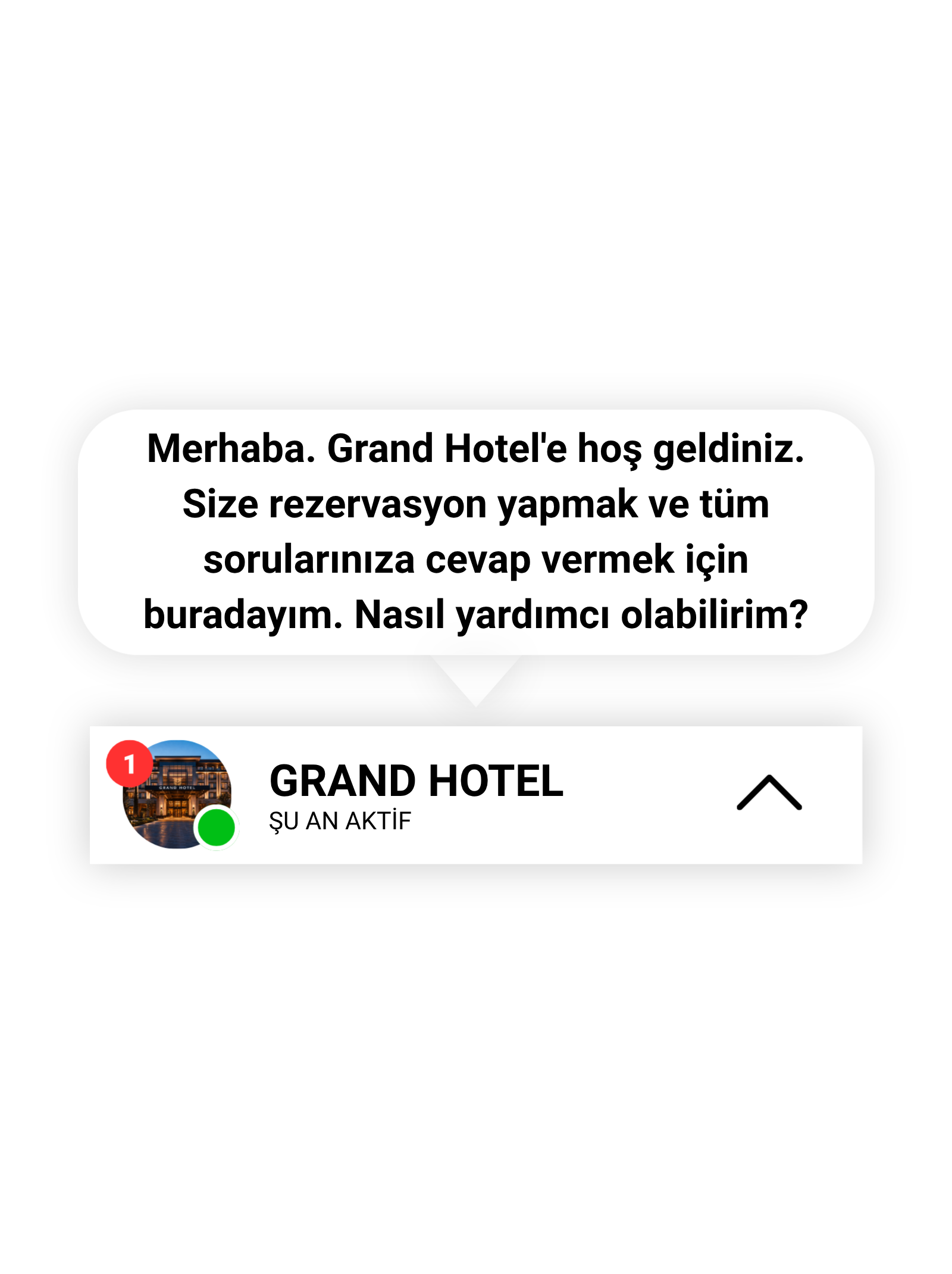 Elvador otel yapay zeka asistanının web sitesi arayüzü; ziyaretçilerin otel hakkındaki sorularını tüm dillerde anında yanıtlayan ve aynı sohbet ekranı üzerinden doğrudan rezervasyon alabilen akıllı web chat modülü.