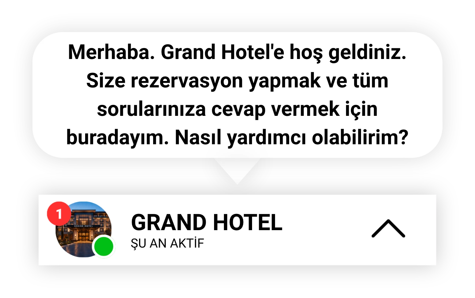 Elvador otel yapay zeka asistanının web sitesi arayüzü; ziyaretçilerin otel hakkındaki sorularını tüm dillerde anında yanıtlayan ve aynı sohbet ekranı üzerinden doğrudan rezervasyon alabilen akıllı web chat modülü.
