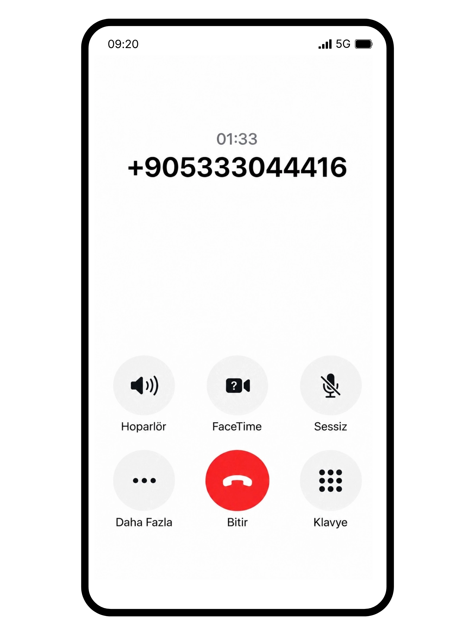 Elvador'un mevcut işletme numarasına bağlanan sesli yapay zeka asistanı çağrısını gösteren telefon ekranı.